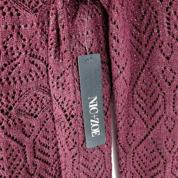 NIC+ZOE Shine On Sweater Winterberry Sparkle NWT - Picture 6 of 8